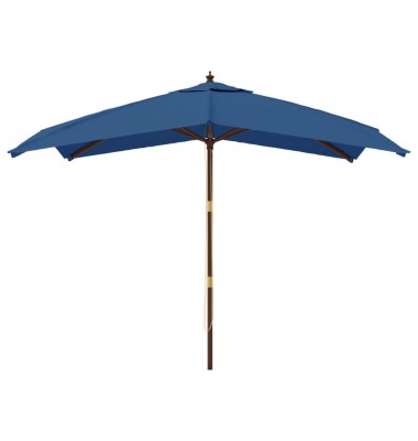  Sodo skėtis su mediniu stulpu, tamsiai mėlynas, 300x300x273cm - Lauko skėčiai, uždangos nuo saulės - 3