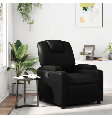  Atlošiamas krėslas, juodos spalvos, dirbtinė oda - Foteliai, krėslai - 1