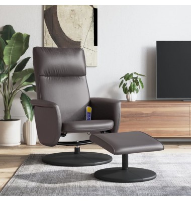  Atlošiama masažinė kėdė su pakoja, pilkos spalvos, dirbtinė oda - Foteliai, krėslai - 1