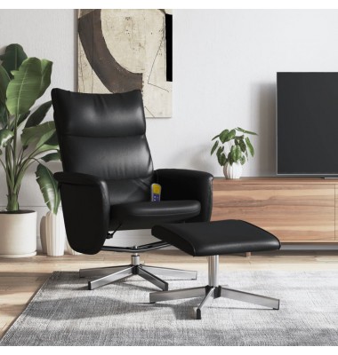  Atlošiama masažinė kėdė su pakoja, juodos spalvos, dirbtinė oda - Foteliai, krėslai - 1