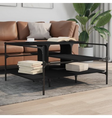  Kavos staliukas, juodas, 100x100x48,5cm, apdirbta mediena - Kavos staliukai - 1
