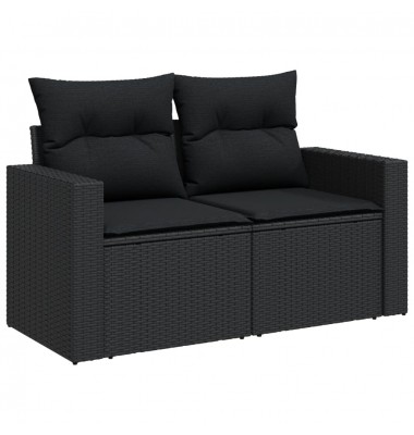  Sofos komplektas su pagalvėlėmis, 6 dalių, juodas, poliratanas - Lauko baldų komplektai - 6