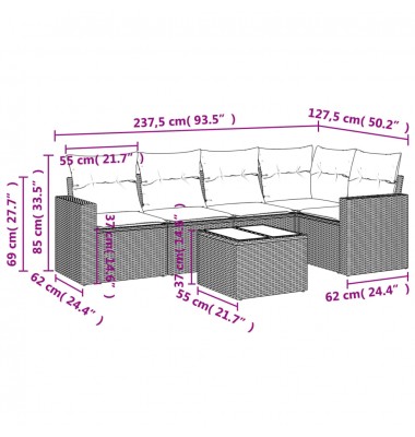  Sofos komplektas su pagalvėlėmis, 6 dalių, juodas, poliratanas - Lauko baldų komplektai - 8