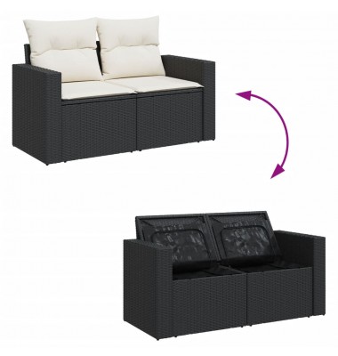  Sofos komplektas su pagalvėlėmis, 8 dalių, juodas, poliratanas - Lauko baldų komplektai - 3