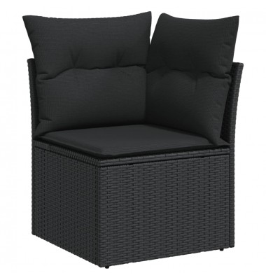  Sofos komplektas su pagalvėlėmis, 6 dalių, juodas, poliratanas - Lauko baldų komplektai - 6