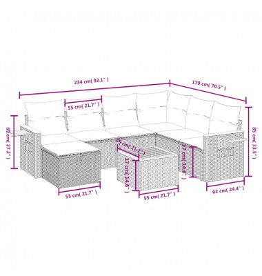 Sodo komplektas su pagalvėlėmis, 8 dalių, pilkas, poliratanas - Lauko baldų komplektai - 3