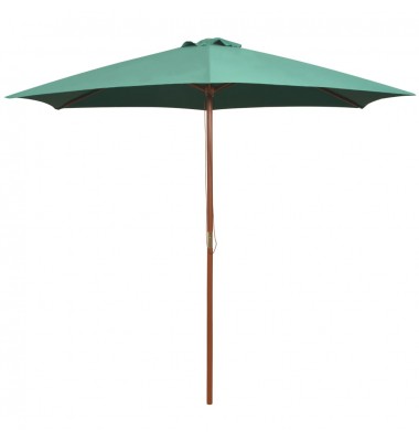  Skėtis nuo saulės, 270x270cm, medinis kotas, žalios spalvos - Lauko skėčiai, uždangos nuo saulės - 1