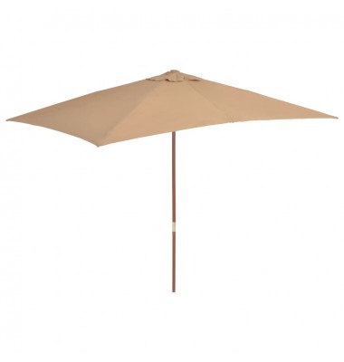  Lauko skėtis su mediniu stulpu, 200x300cm, taupe spalvos - Lauko skėčiai, uždangos nuo saulės - 1