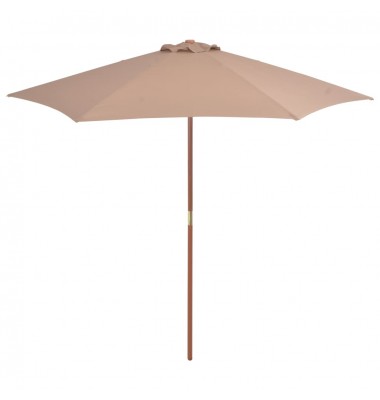  Lauko skėtis su mediniu stulpu, taupe spalvos, 270 cm - Lauko skėčiai, uždangos nuo saulės - 1