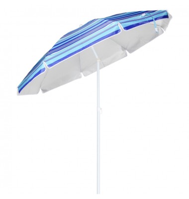 HI Paplūdimio skėtis, mėlynos spalvos, 200cm, dryžuotas - Lauko skėčiai, uždangos nuo saulės - 1