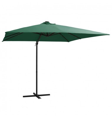  Gembinis skėtis su LED/plieniniu stulpu, žalias, 250x250cm - Lauko skėčiai, uždangos nuo saulės - 1