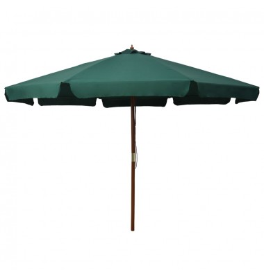  Lauko skėtis su mediniu stulpu, žalios spalvos, 330cm - Lauko skėčiai, uždangos nuo saulės - 1