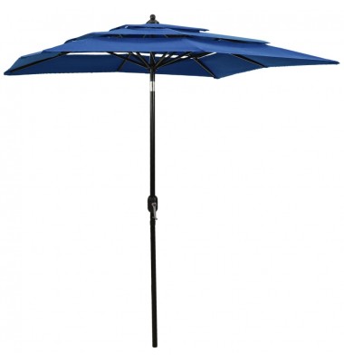  Skėtis nuo saulės su aliuminiu stulpu, mėlynas, 2x2m, 3 aukščių - Lauko skėčiai, uždangos nuo saulės - 1