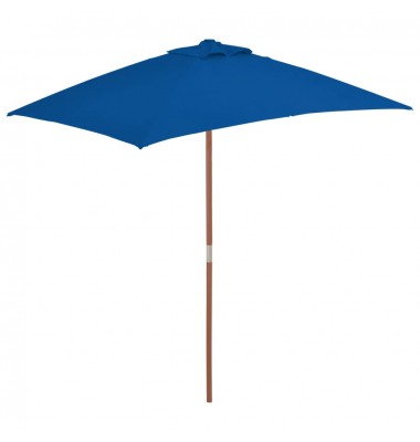  Lauko skėtis su mediniu stulpu, mėlynos spalvos, 150x200cm - Lauko skėčiai, uždangos nuo saulės - 1