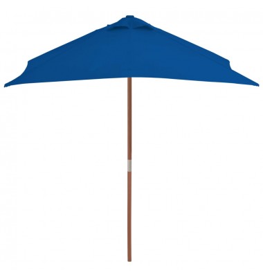 Lauko skėtis su mediniu stulpu, mėlynos spalvos, 150x200cm - Lauko skėčiai, uždangos nuo saulės - 3