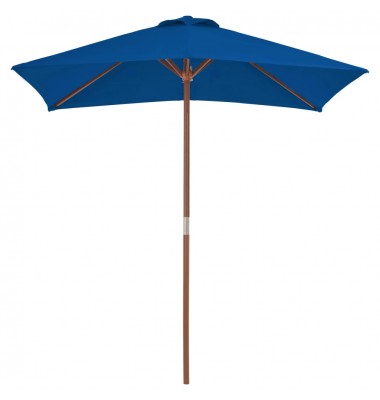  Lauko skėtis su mediniu stulpu, mėlynos spalvos, 150x200cm - Lauko skėčiai, uždangos nuo saulės - 4