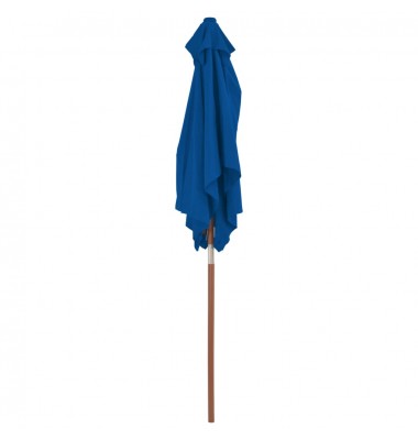  Lauko skėtis su mediniu stulpu, mėlynos spalvos, 150x200cm - Lauko skėčiai, uždangos nuo saulės - 5