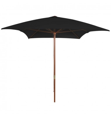  Lauko skėtis su mediniu stulpu, juodos spalvos, 200x300cm - Lauko skėčiai, uždangos nuo saulės - 1