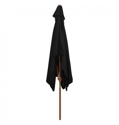  Lauko skėtis su mediniu stulpu, juodos spalvos, 200x300cm - Lauko skėčiai, uždangos nuo saulės - 4