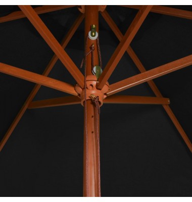  Lauko skėtis su mediniu stulpu, juodos spalvos, 200x300cm - Lauko skėčiai, uždangos nuo saulės - 5