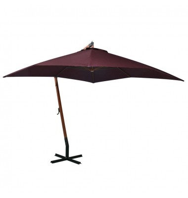  Kabantis skėtis su stulpu, tamsiai raudonas, 3x3m, eglė - Lauko skėčiai, uždangos nuo saulės - 1