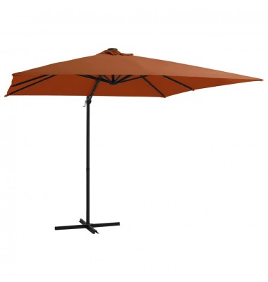  Gembinis skėtis su LED lemputėmis, terakota spalvos, 250x250cm - Lauko skėčiai, uždangos nuo saulės - 1