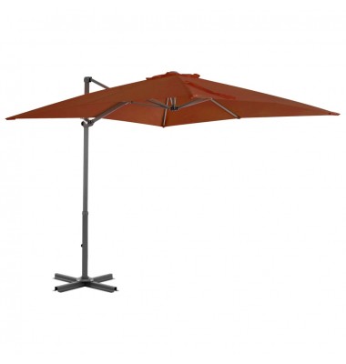  Gembinis skėtis su aliuminiu stulpu, terakota, 250x250cm - Lauko skėčiai, uždangos nuo saulės - 1