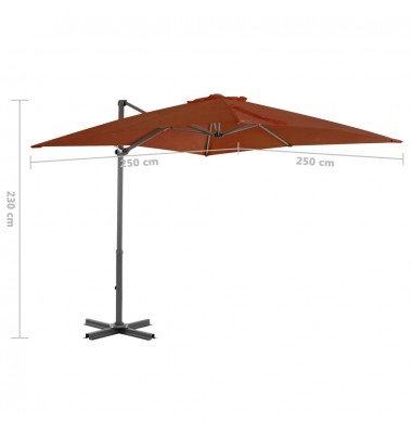  Gembinis skėtis su aliuminiu stulpu, terakota, 250x250cm - Lauko skėčiai, uždangos nuo saulės - 8