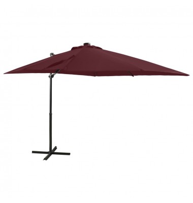  Gembinis skėtis su stulpu ir LED lemputėmis, raudonas, 250cm - Lauko skėčiai, uždangos nuo saulės - 1