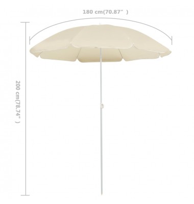  Lauko skėtis su plieniniu stulpu, smėlio spalvos, 180cm - Lauko skėčiai, uždangos nuo saulės - 5