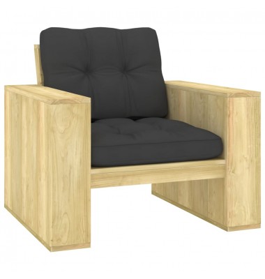  Sodo kėdė su antracito pagalvėlėmis, impregnuota pušies mediena - Lauko kėdės - 1