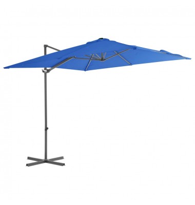  Gembinis skėtis su plieniniu stulpu, tamsiai mėlynas, 250x250cm - Lauko skėčiai, uždangos nuo saulės - 1