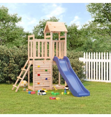  Lauko žaidimų aikštelės komplektas, pušies medienos masyvas - Žaidimų nameliai, batutai, smėlio dėžės - 1