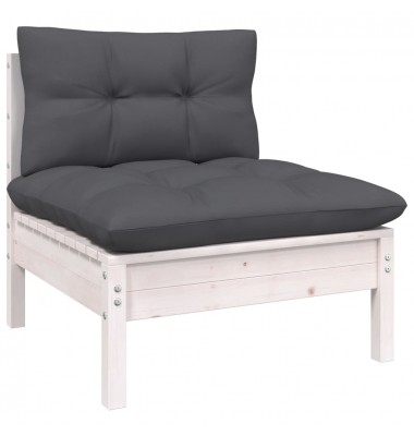  Sodo komplektas su pagalvėmis, 8 dalių, baltas, pušies mediena - Lauko baldų komplektai - 4