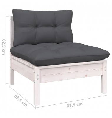  Sodo komplektas su pagalvėmis, 8 dalių, baltas, pušies mediena - Lauko baldų komplektai - 7