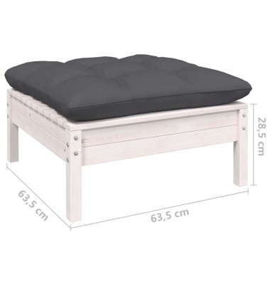  Sodo komplektas su pagalvėmis, 8 dalių, baltas, pušies mediena - Lauko baldų komplektai - 8