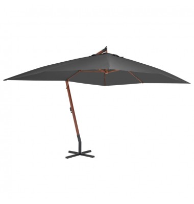  Gembinis skėtis su mediniu stulpu, antracito spalvos, 400x300cm - Lauko skėčiai, uždangos nuo saulės - 1