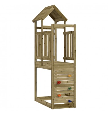  Žaidimų bokštas su laipiojimo sienele, 53x110,5x214cm, pušis - Žaidimų nameliai, batutai, smėlio dėžės - 1
