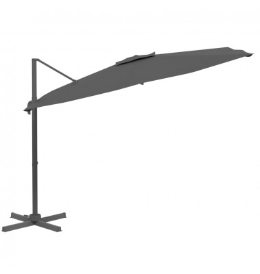  Gembės formos skėtis su aliuminio stulpu, antracito, 400x300cm - Lauko skėčiai, uždangos nuo saulės - 3