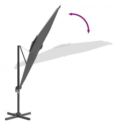  Gembės formos skėtis su aliuminio stulpu, antracito, 400x300cm - Lauko skėčiai, uždangos nuo saulės - 8