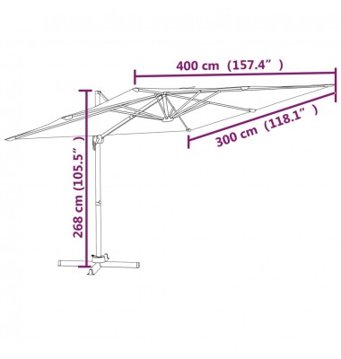 Gembės formos skėtis su aliuminio stulpu, antracito, 400x300cm - Lauko skėčiai, uždangos nuo saulės - 10