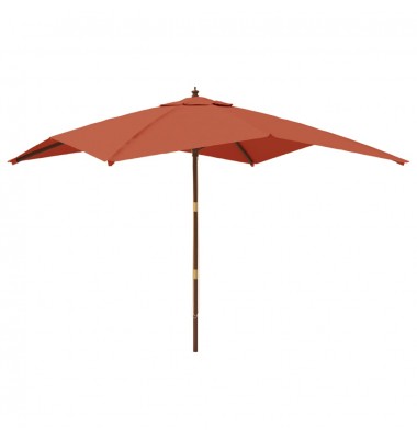  Sodo skėtis su mediniu stulpu, terakota spalvos, 300x300x273cm - Lauko skėčiai, uždangos nuo saulės - 2