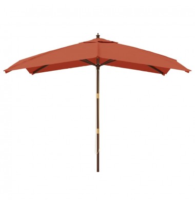  Sodo skėtis su mediniu stulpu, terakota spalvos, 300x300x273cm - Lauko skėčiai, uždangos nuo saulės - 3
