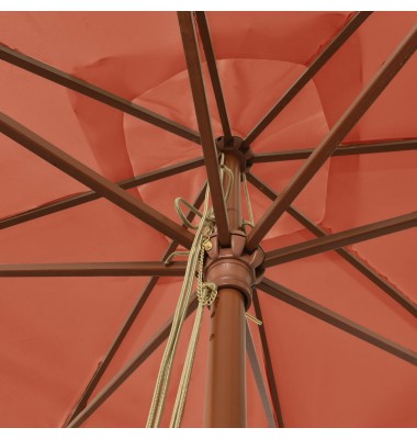  Sodo skėtis su mediniu stulpu, terakota spalvos, 300x300x273cm - Lauko skėčiai, uždangos nuo saulės - 5