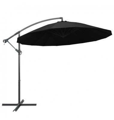  Kabantis skėtis nuo saulės, juodas, 3m, aliuminio stulpas - Lauko skėčiai, uždangos nuo saulės - 1