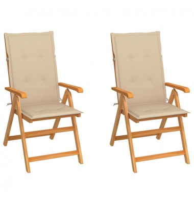  Sodo kėdės su smėlio spalvos pagalvėlėmis, 2vnt., tikmedis - Lauko kėdės - 1