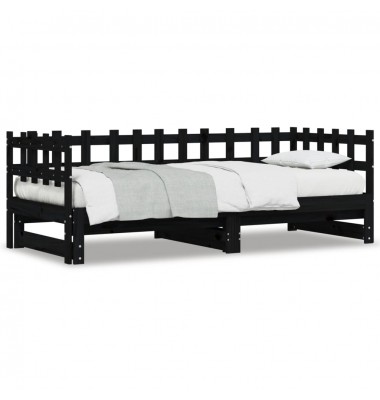  Ištraukiama lova, juoda, 2x(80x200)cm, pušies medienos masyvas - Lovos - 1