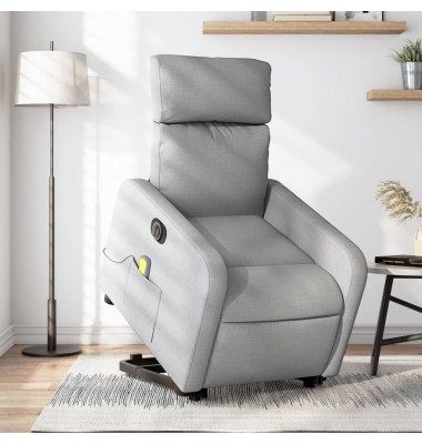  Atsistojantis masažinis krėslas, šviesiai pilkas, audinys - Foteliai, krėslai - 1