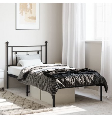  Metalinis lovos rėmas su galvūgaliu, juodos spalvos, 90x200cm - Lovos - 1
