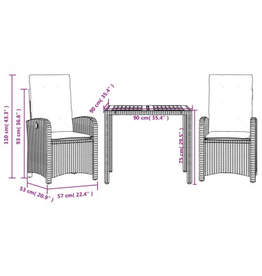  Sodo komplektas su pagalvėlėmis, 3 dalių, pilkas, poliratanas - Lauko baldų komplektai - 9